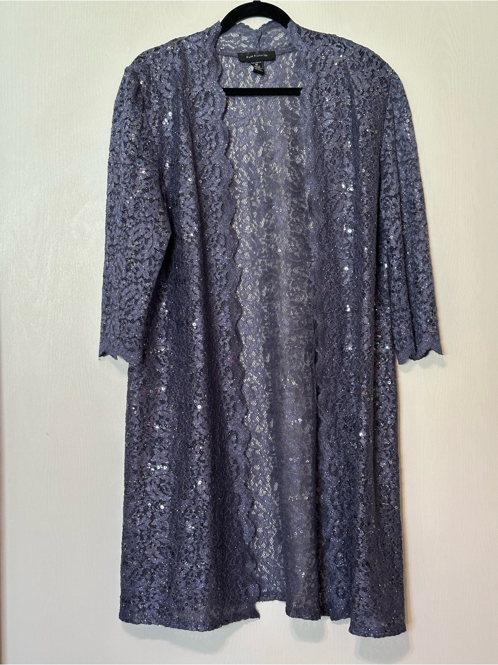 R&M Richards Sequined Lavender Lace Duster Robe